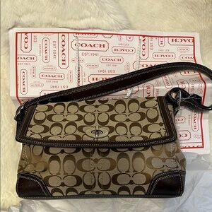 Coach Brown and Tan Shoulder Bag